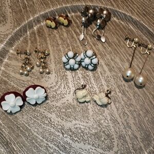 Vtg Screwback Earrings Lot Of 7 Various Sizes And Lengths